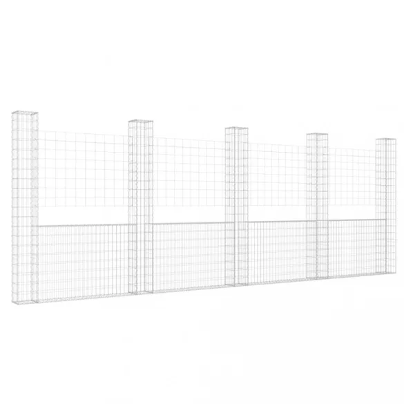 U-alakú vas gabionkosár 5 oszloppal 500 x 20 x 200 cm