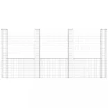 U-alakú vas gabionkosár 5 oszloppal 500 x 20 x 200 cm