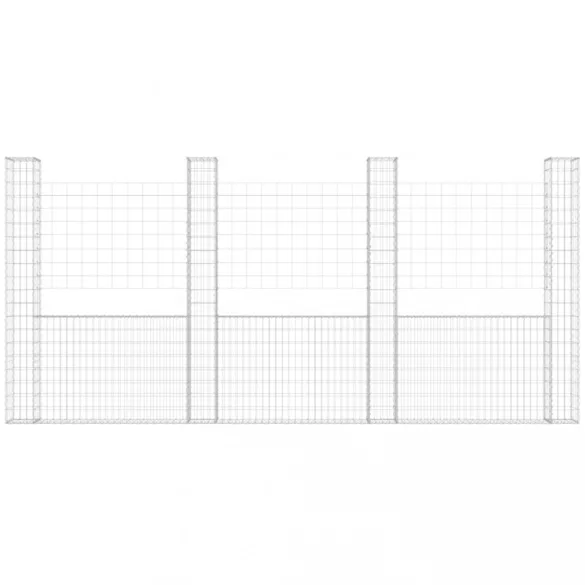 U-alakú vas gabionkosár 5 oszloppal 500 x 20 x 200 cm