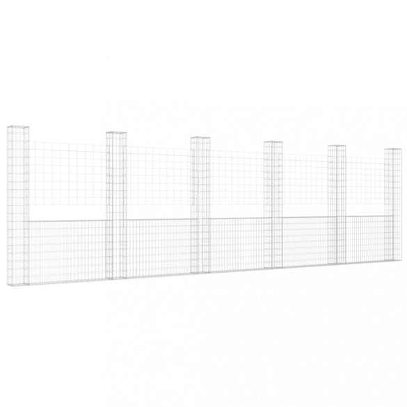 U-alakú vas gabionkosár 6 oszloppal 620 x 20 x 200 cm