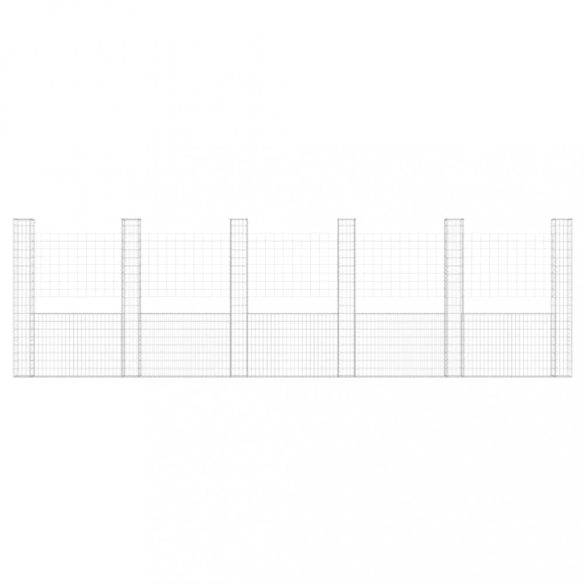 U-alakú vas gabionkosár 6 oszloppal 620 x 20 x 200 cm