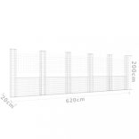 U-alakú vas gabionkosár 6 oszloppal 620 x 20 x 200 cm