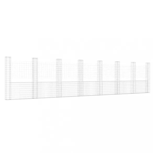 U-alakú vas gabionkosár 8 oszloppal 860 x 20 x 200 cm