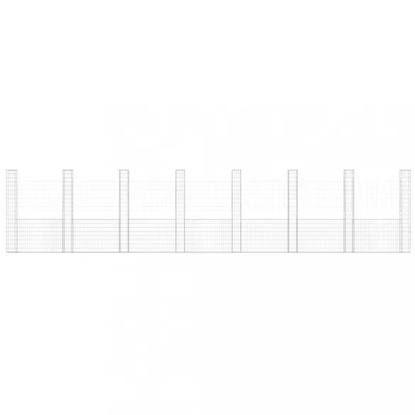 U-alakú vas gabionkosár 8 oszloppal 860 x 20 x 200 cm