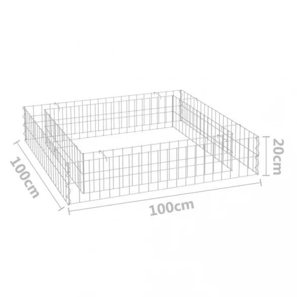 horganyzott acél gabion magaságyás 100 x 100 x 20 cm