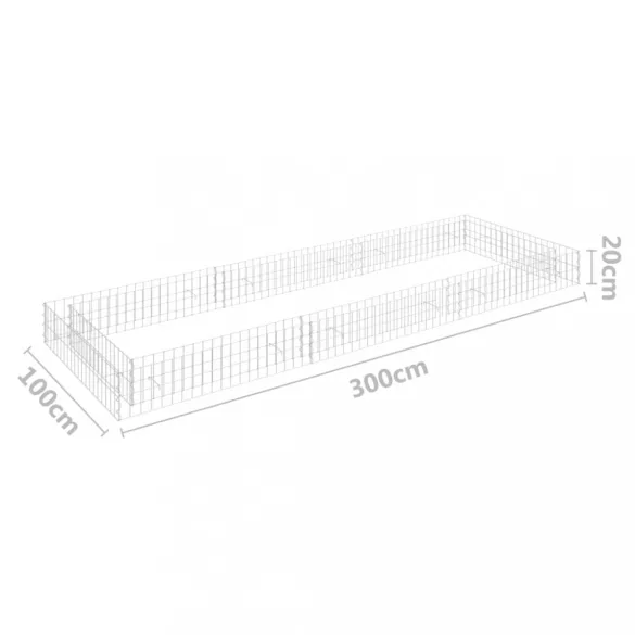 horganyzott acél gabion magaságyás 300 x 100 x 20 cm