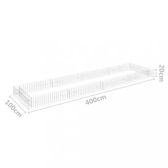 horganyzott acél gabion magaságyás 400 x 100 x 20 cm