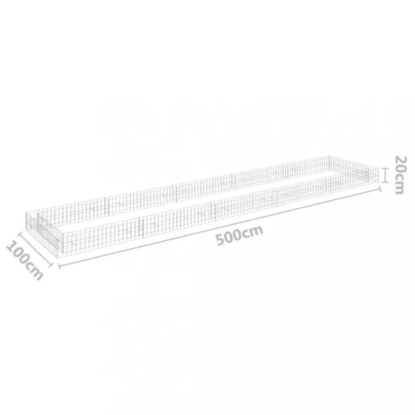 horganyzott acél gabion magaságyás 500 x 100 x 20 cm