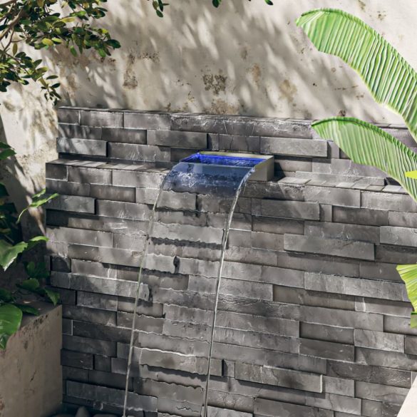 rozsdamentes acél vízeséskifolyó RGB LED-ekkel 30 cm