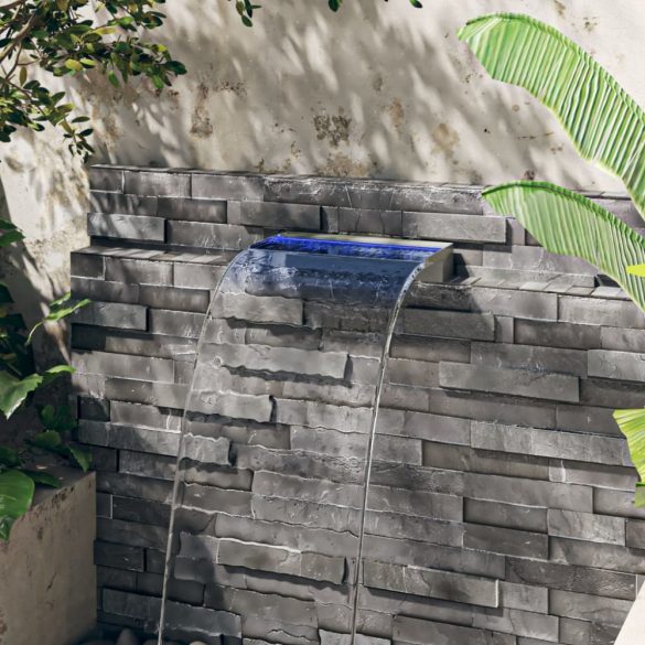 rozsdamentes acél vízeséskifolyó RGB LED-ekkel 45 cm