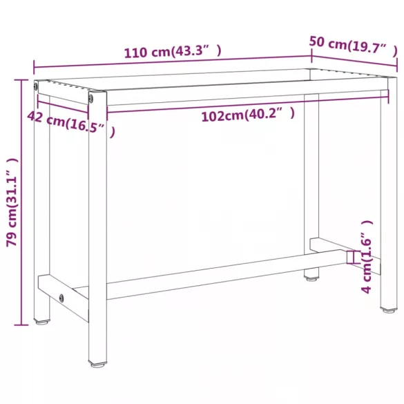 matt fekete-vörös fém munkapadváz 110 x 50 x 79 cm
