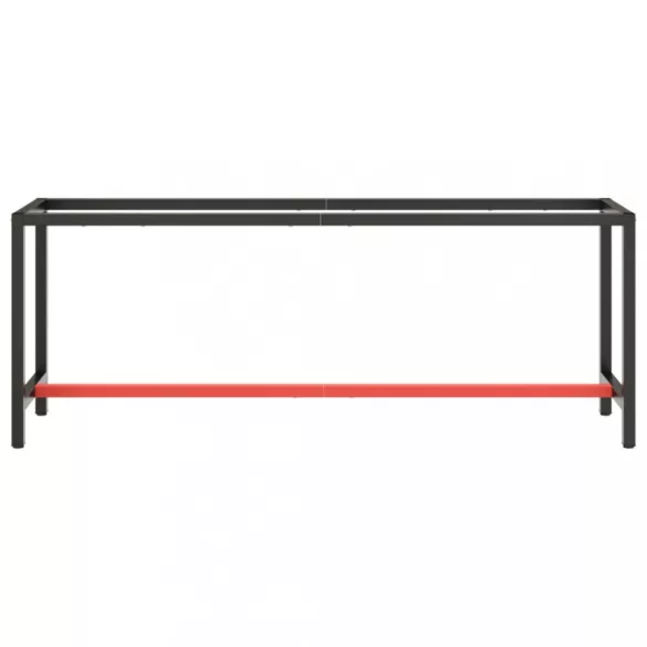 matt fekete-vörös fém munkapadváz 210 x 50 x 79 cm