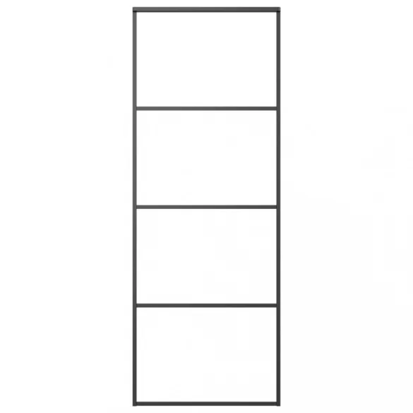 fekete matt ESG üveg és alumínium tolóajtó 76 x 205 cm
