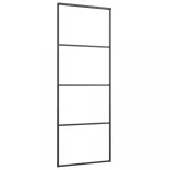 fekete matt ESG üveg és alumínium tolóajtó 76 x 205 cm