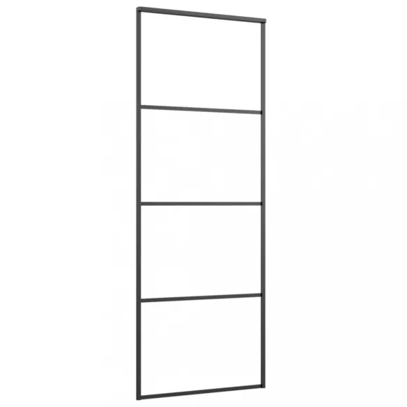 fekete matt ESG üveg és alumínium tolóajtó 76 x 205 cm