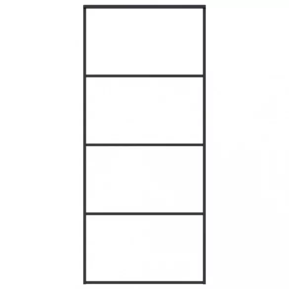 fekete matt ESG üveg és alumínium tolóajtó 90x205 cm
