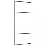 fekete matt ESG üveg és alumínium tolóajtó 90x205 cm
