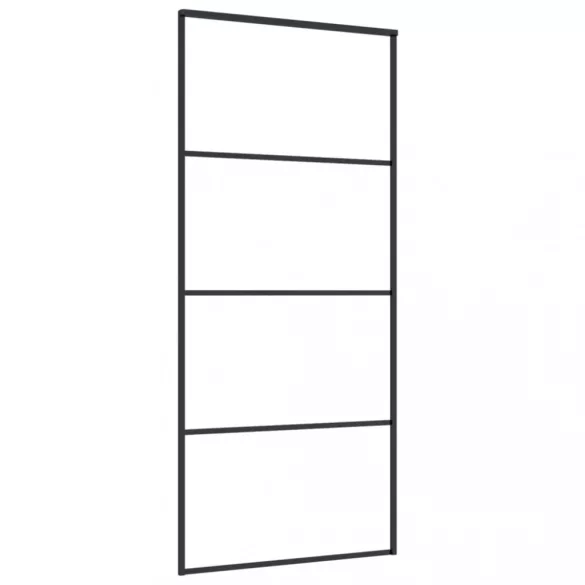 fekete matt ESG üveg és alumínium tolóajtó 90x205 cm