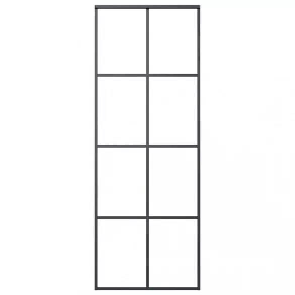 fekete ESG üveg és alumínium tolóajtó 76 x 205 cm