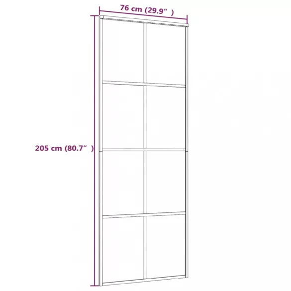 fekete ESG üveg és alumínium tolóajtó 76 x 205 cm