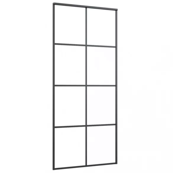 fekete ESG üveg és alumínium tolóajtó 90 x 205 cm