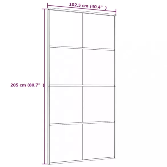 fekete ESG üveg és alumínium tolóajtó 102,5 x 205 cm