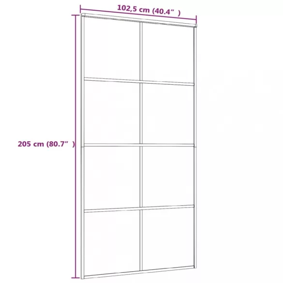 fehér ESG üveg és alumínium tolóajtó 102,5x205 cm