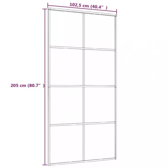 fehér matt ESG üveg és alumínium tolóajtó 102,5x205 cm