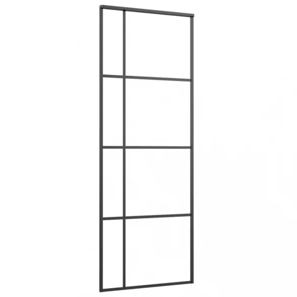 fekete ESG üveg és alumínium tolóajtó 76x205 cm
