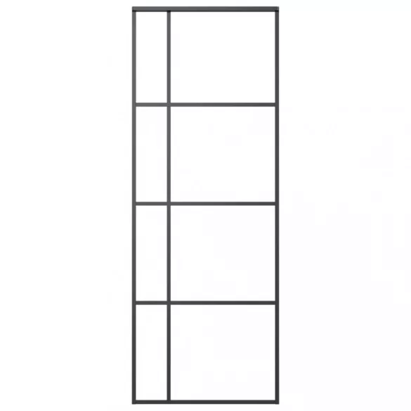 fekete ESG üveg és alumínium tolóajtó 76x205 cm