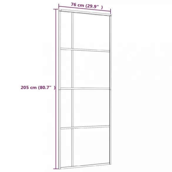 fekete ESG üveg és alumínium tolóajtó 76x205 cm