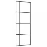 fekete matt ESG üveg és alumínium tolóajtó 76x205 cm