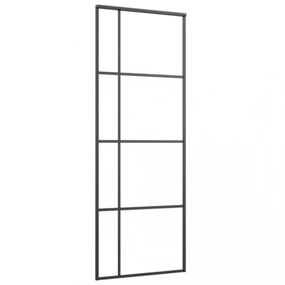 fekete matt ESG üveg és alumínium tolóajtó 76x205 cm