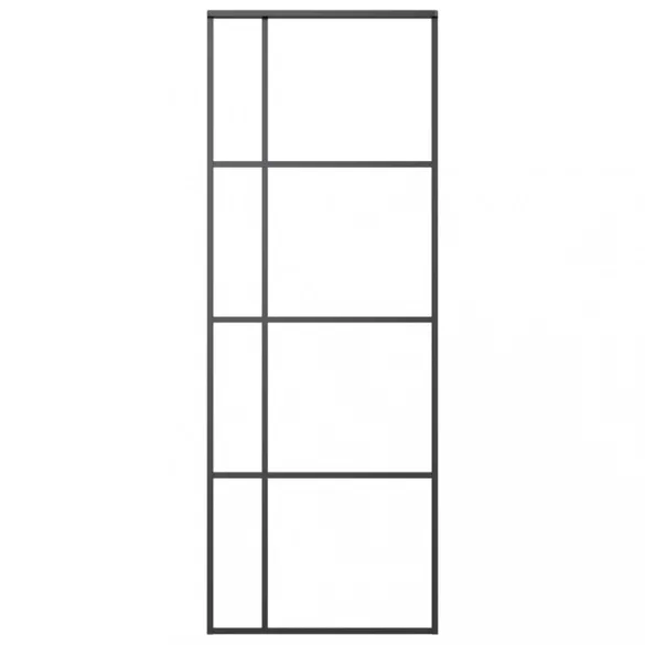 fekete matt ESG üveg és alumínium tolóajtó 76x205 cm