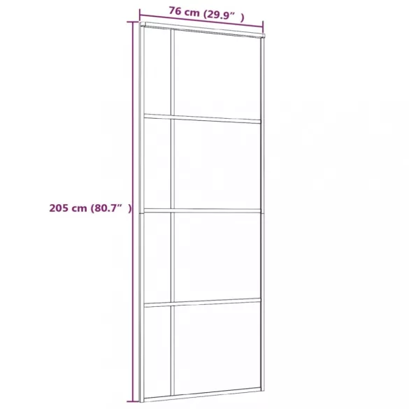 fekete matt ESG üveg és alumínium tolóajtó 76x205 cm