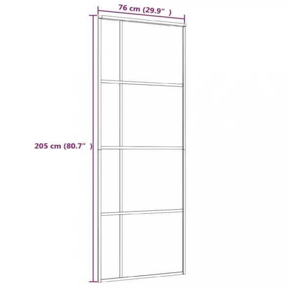 fehér ESG üveg és alumínium tolóajtó 76x205 cm