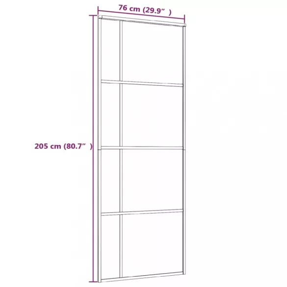 fehér matt ESG üveg és alumínium tolóajtó 76x205 cm