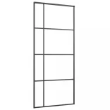 fekete ESG üveg és alumínium tolóajtó 90 x 205 cm