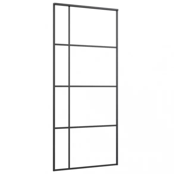 fekete ESG üveg és alumínium tolóajtó 90 x 205 cm