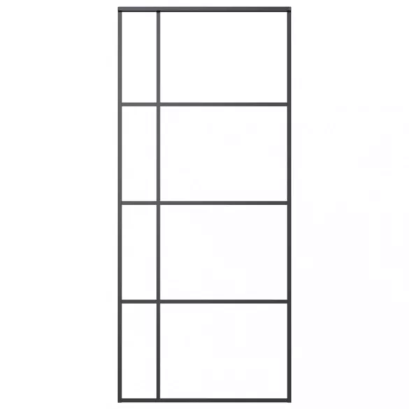 fekete ESG üveg és alumínium tolóajtó 90 x 205 cm