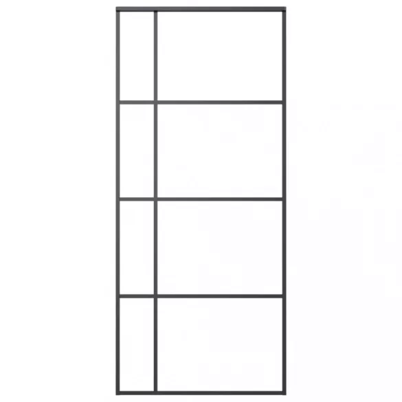 fekete matt ESG üveg és alumínium tolóajtó 90x205 cm