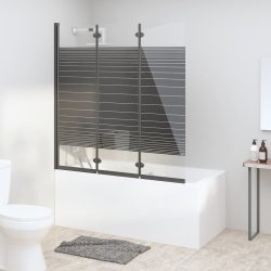   3 paneles fekete ESG összecsukható zuhanyparaván 130 x 130 cm