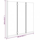 3 paneles fekete ESG összecsukható zuhanyparaván 130 x 130 cm