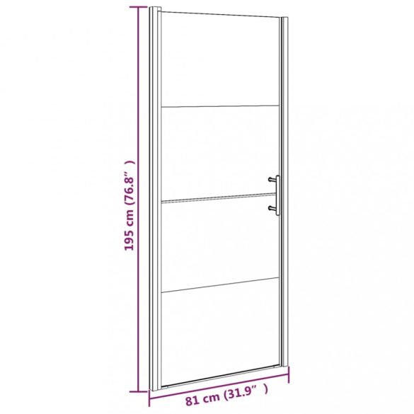 fekete selyemmatt edzett üveg zuhanyajtó 81 x 195 cm