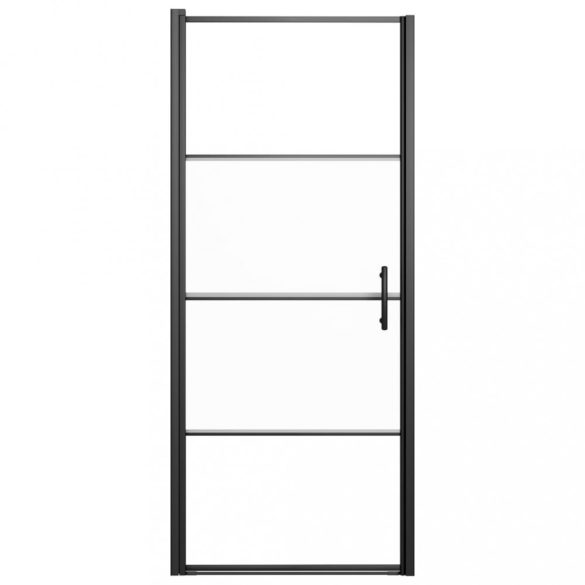fekete selyemmatt edzett üveg zuhanyajtó 91 x 195 cm