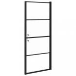 fekete selyemmatt edzett üveg zuhanyajtó 91 x 195 cm