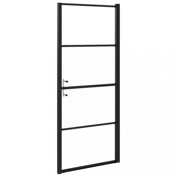 fekete selyemmatt edzett üveg zuhanyajtó 91 x 195 cm