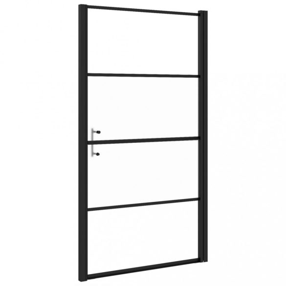 fekete selyemmatt edzett üveg zuhanyajtó 100 x 178 cm