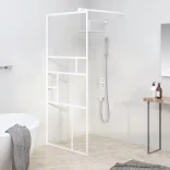 fehér ESG üveg zuhanyfal küszöb nélküli zuhanyhoz 90x195 cm