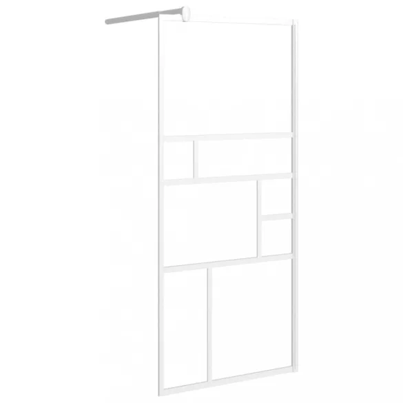 fehér ESG üveg zuhanyfal küszöb nélküli zuhanyhoz 90x195 cm